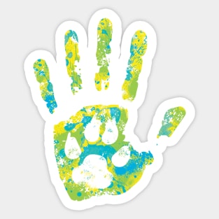 Pet Lovers Paw and Hand Print Splatter Paint Sticker